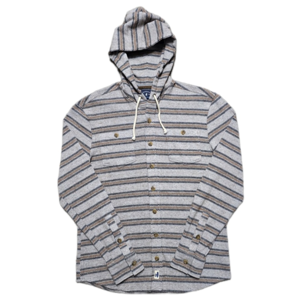 Johnnie O Barta Stretch Flannel Lodge Shirt Hoodie Jacket Mens Size M EUC